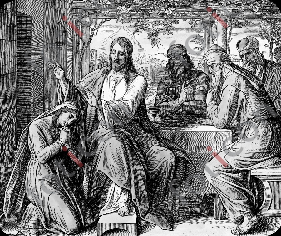 Jesus und die Sünderin | Jesus and the Sinner - Foto foticon-simon-043-sw-025.jpg | foticon.de - Bilddatenbank für Motive aus Geschichte und Kultur